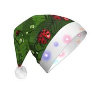 VCzsdff Leaves And Bugs Plush Santa Hat With Led Lights, Light Up Christmas Hat, Flashing Funny Christmas Hats Adult