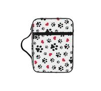 VCzsdff Love Cat Paw Heart Puppy Foot Print Printed Scripture Storage Bag, Water Resistant Stationery Holder, Church Worship Study Case
