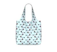 VCzsdff Parisian Dachshund Print Foldable Grocery Tote Reusable Market Bag 25l Lightweight Polyester Shoulder Carryall