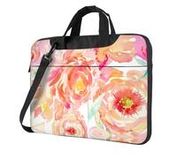 VCzsdff Peach Peony Print Shockproof Laptop Bag Heavy Duty Oxford Cloth Shoulder Case Padded Computer Briefcase For Travel