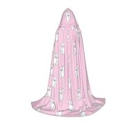 VCzsdff Polar Bear Pink Gothic Medieval Hooded Cape For Teenagers Cosplay Costume Renaissance Fair Stage Theater Robe