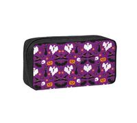 VCzsdff Purple Halloween Horror Printed Pen Case Roomy Stationery Organizer Durable Zip Bag Polyester Pouch for College Work Commute
