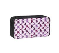 VCzsdff Purple Poodle Polka Dot Printed Pen Case Roomy Stationery Organizer Durable Zip Bag Polyester Pouch for College Work Commute