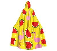 VCzsdff Red Flamingo And Watermelon Printing Carnival Party Supplies,Adult Economic Hooded Cloak,Hooded Cloak 57.8 Inches Length For Halloween