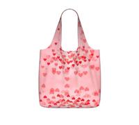 VCzsdff Red Hearts Print Foldable Grocery Tote Reusable Market Bag 25l Lightweight Polyester Shoulder Carryall