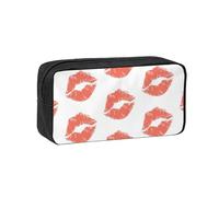VCzsdff red kiss Printed Pen Case Roomy Stationery Organizer Durable Zip Bag Polyester Pouch for College Work Commute