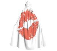 VCzsdff Red Kiss Printing Carnival Party Supplies,Adult Economic Hooded Cloak,Hooded Cloak 57.8 Inches Length For Halloween