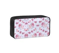 VCzsdff Red Roses Floral Printed Pen Case Roomy Stationery Organizer Durable Zip Bag Polyester Pouch for College Work Commute