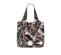 VCzsdff Rose Gold Marble Print Foldable Grocery Tote Reusable Market Bag 25l Lightweight Polyester Shoulder Carryall