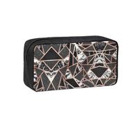 VCzsdff Rose Gold Marble Printed Pen Case Roomy Stationery Organizer Durable Zip Bag Polyester Pouch for College Work Commute