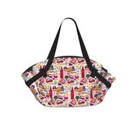 VCzsdff school newspaper in English Foldable Picnic Tote Bag, 37'' Printed Round Waterproof Blanket for Outdoor Camping and Park