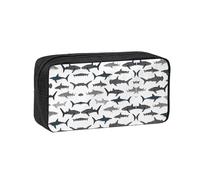 VCzsdff Sharks Nautical Printed Pen Case Roomy Stationery Organizer Durable Zip Bag Polyester Pouch for College Work Commute
