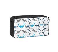 VCzsdff Sharks Printed Pen Case Roomy Stationery Organizer Durable Zip Bag Polyester Pouch for College Work Commute