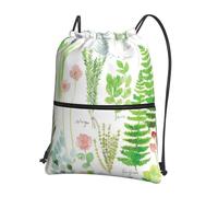 VCzsdff Springtime Herb Garden Print Adjustable Drawstring Sack Bag, Lightweight Foldable Backpack, with Zipper Pocket for Hiking