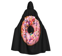 VCzsdff Strawberry Donut Adult Polyester Hooded Cape,Halloween Hooded Robe With Bow Tie,Cosplay Cape