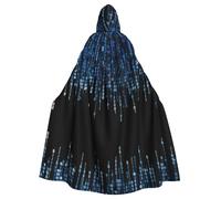 VCzsdff The Blue Binary Adult Polyester Hooded Cape,Halloween Hooded Robe With Bow Tie,Cosplay Cape