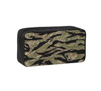 VCzsdff Tiger Stripe Camo Printed Pen Case Roomy Stationery Organizer Durable Zip Bag Polyester Pouch for College Work Commute