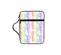 VCzsdff Unicorns On Colorful Stripes Printed Scripture Storage Bag, Water Resistant Stationery Holder, Church Worship Study Case