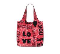 VCzsdff Valentine'S Day Print Foldable Grocery Tote Reusable Market Bag 25l Lightweight Polyester Shoulder Carryall