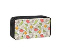 VCzsdff Vegetable Fruit Printed Pen Case Roomy Stationery Organizer Durable Zip Bag Polyester Pouch for College Work Commute