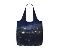 VCzsdff View Of Earth Print Foldable Grocery Tote Reusable Market Bag 25l Lightweight Polyester Shoulder Carryall