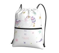 VCzsdff you are magical Print Adjustable Drawstring Sack Bag, Lightweight Foldable Backpack, with Zipper Pocket for Hiking