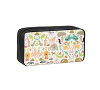 VCzsdff Zoo Alphabet Animal Printed Pen Case Roomy Stationery Organizer Durable Zip Bag Polyester Pouch for College Work Commute