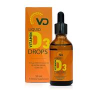 VD Liquid Vitamin D3 Drops 2500IU (50ml) -Gluten Free for High Strength, Supports Immune System, Bone, Teeth & Muscle Health, Extra Virgin Olive Oil, Enhanced Absorption, Unflavoured & Vegan-Friendly