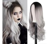 VD066A Women's Wig Ombre Grey 65 cm Long Wavy Wigs for Women Halloween Fancy Dress Costumes Party Vampire Cosplay Wig