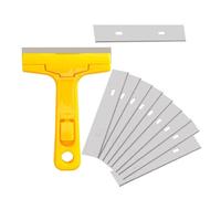 VDAMTPOGZ Compatible For ALIWRAP Long Handle Metal Blade Scraper Spatula Car Labels Stickers Remover House Cleaning Glass Cleaner(1 scraper 10 Blades)
