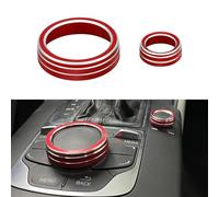 VDARK 2 Pcs Car Interior Trim Fit Audi A3 S3 2015-2020 Center Console Multimedia Switch Volume Control Decor Decal Aluminum Red