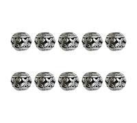 Vdaxvme 10pcs Tibetan Style Round Big Hole Beads Jewelry Making Supplies for Creative Jewelry Bracelet Design Antique Silver Beads, one size, As described