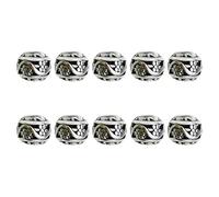 Vdaxvme 10pcs Tibetan Style Round Big Hole Beads Jewelry Making Supplies for Creative Jewelry Bracelet Design Antique Silver Beads, one size, As described