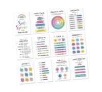 Vdaxvme 12 Sheets Calming Corner Posters Mental Wellness Posters Health Counseling Wall Chart for Classroom Inspirational Health Wall Decoration