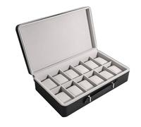 Vdaxvme 2/8/12 Slot Leather Watch Box Display Case Organiser Jewellery Storage Holder Portable Travel Zip Watch Display Case Watch Box for Men, one size, As described