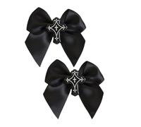 Vdaxvme 2 PCS Gothic Ribbon Y2K-Style Side Clip Hair Clip Sweet Girls Bow-Style Dark Ribbon Balletcore