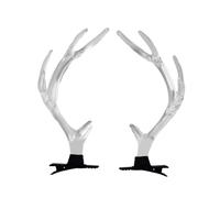 Vdaxvme 2PCS Clear Christmas Antler Hair Clip Festival Headwear for Woman Kids Bangs Taking Photo Shopping Travel Anti Slip