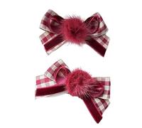 Vdaxvme 2Pieces Sweet Bowknot Hair Clip Lazy Plaids Hairpin Duckbill Hairclip Barrettes for Women Side Bangs Hair Styling Tool
