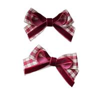 Vdaxvme 2Pieces Sweet Bowknot Hair Clip Lazy Plaids Hairpin Duckbill Hairclip Barrettes for Women Side Bangs Hair Styling Tool