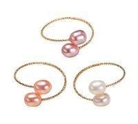 Vdaxvme 3 Pieces Freshwater Baroque Pearl Rings Adjustable Open Finger Rings Decoration Handmade Jewelry Accessories for Party Supplies, As described