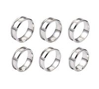 Vdaxvme 6 Pieces 8mm Grooved Finger Ring Core Blank Stainless Steel for Making Inlay Jewellery Polished Comfort Grooved Core Blank for Making Inlay Jewellery, As described