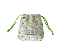 Vdaxvme Adjustable Small Gingham Cherrys Print Storage Bag Portable Drawstring Closure for Daily Use Fashionable Cherrys Plaids Organizers