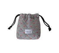 Vdaxvme Adjustable Small Gingham Cherrys Print Storage Bag Portable Drawstring Closure for Daily Use Fashionable Cherrys Plaids Organizers