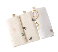 Vdaxvme Baby Bibs Square Towel 4 Layer Absorbent Washcloths Cartoon Design Newborns Bathing Essential 3-Piece Set Newborns Face Towel