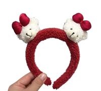Vdaxvme Cartoon Plush Hairhoop Furry Bowknot Bear Headband New Year Party Headdress Girl Face Wash Headband Kids Funny Headpiece