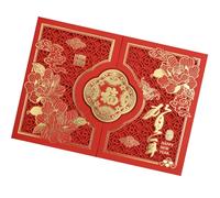 Vdaxvme Carved Chinese New Year Card with Envelope Gold Foil Embossed Greeting Card Party Invitation for Business Event Cardstock Celebration Cards