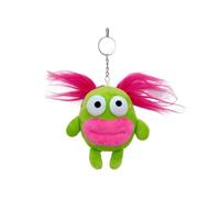 Vdaxvme Colorful Hair Sausage Monsters Plush Cartoon Game Figure Toy Eye-catching Keychain Pendant for Kids and Fans, Green, Ordinary circle