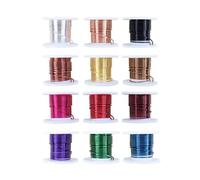 Vdaxvme Coloured Brass Wire Set for Artistic Measuring Instruments, Portable for Sculpture and Wire Wrapping Jewellery Making, 12 Rolls Anodized Brass Wire, 0.5mm, As described