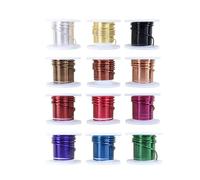 Vdaxvme Coloured Brass Wire Set for Artistic Measuring Instruments, Portable for Sculpture and Wire Wrapping Jewellery Making, 12 Rolls Anodized Brass Wire, 0.6mm, As described