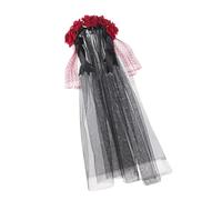 Vdaxvme Day of the Dead Headpiece Rose Petals Crowns Veil Halloween Costume Mexican Flower Headband for Adults Women and Girls Halloween Dia De Los Muerto Party Costume